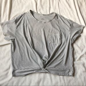 American Eagle Striped Twist Front Top LARGE